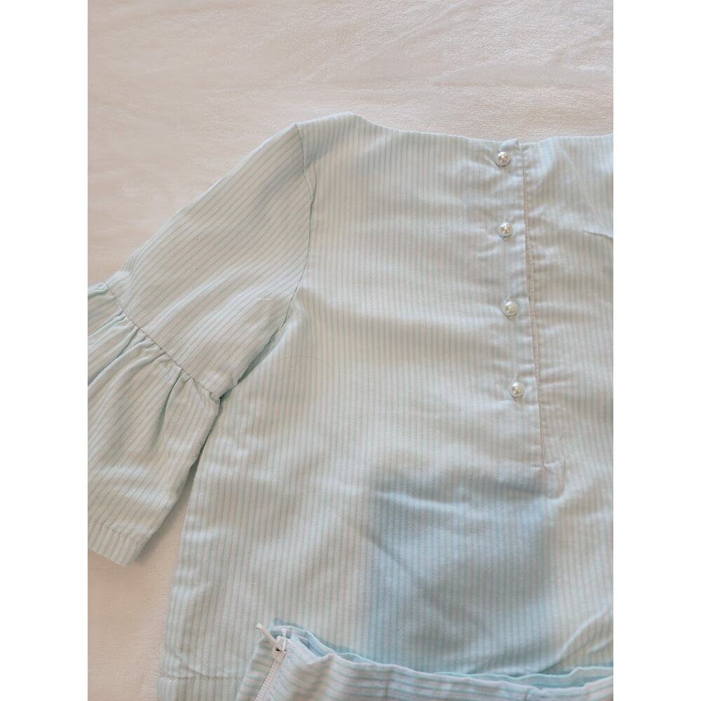 Janie and Jack Girls Mint Green Pinstripe 2pc Outfit Sz 6 - Picture 6 of 6
